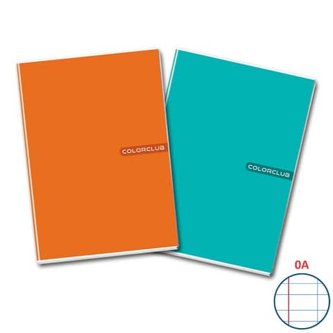 Maxi quaderno A4 copertina 200 gr/mq - 80 gr/mq Colorclub righe A con margini 20+1 ff - 5709
